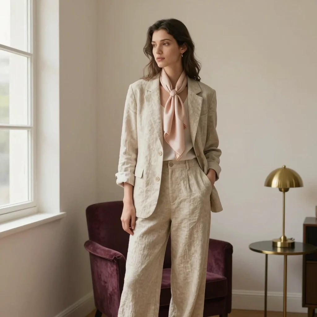 Sand Linen Blazer Set