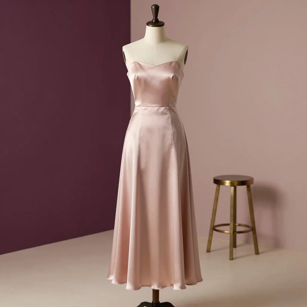 Blush Satin Midi Dress